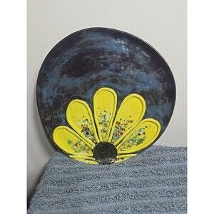 Unique Pottery Plate 3d Textured Sunflowers Approx 10.5" Marked JP